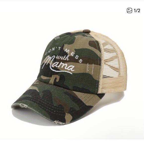 Accessories - Camo Trucker Hat with Embroidery